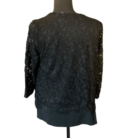 J Jill Wearever Black Floral Lace Overlay Quarter Sleeve - Picture 4 of 9